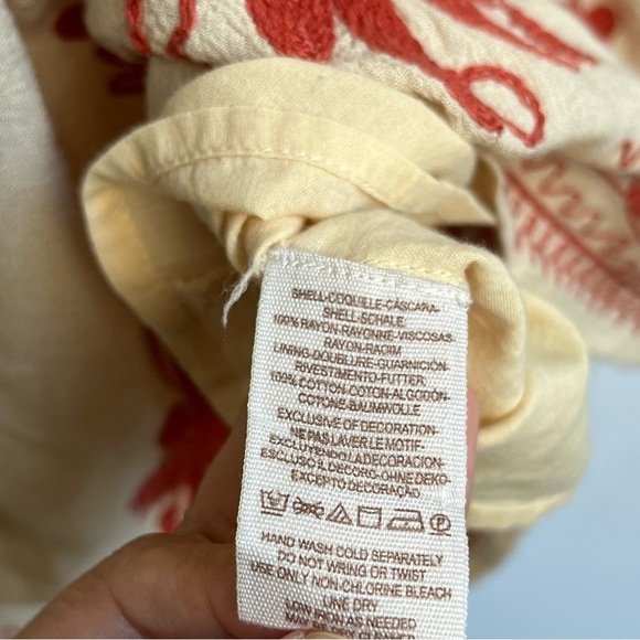 Free People Skyfall Embroidered Tunic Dress Sz M Cream Boho Bell Sleeve READ - Picture 13 of 16